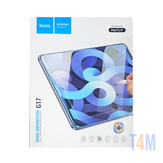 Vidro Temperado HD de Tela cheia Hoco G17 para Apple iPad 12,9" Transparente